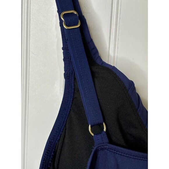 Hilor Navy Blue Ruched Tummy Control Soft Cup Bra Size 14 One-Piece Swimsuit - Picture 3 of 8